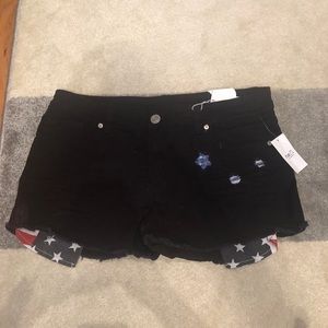 Black American flag shorts